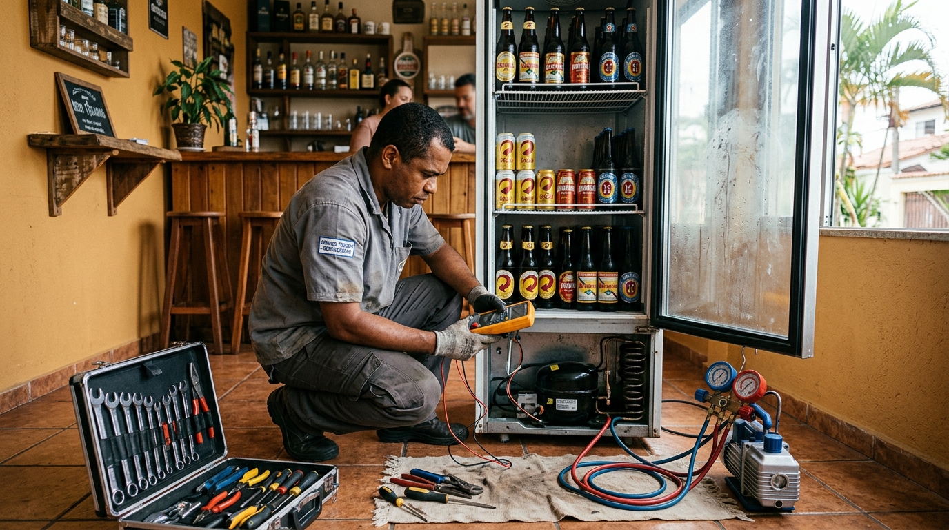 Troca de termostato de cervejeira em atendimento técnico em São Luís‑MA